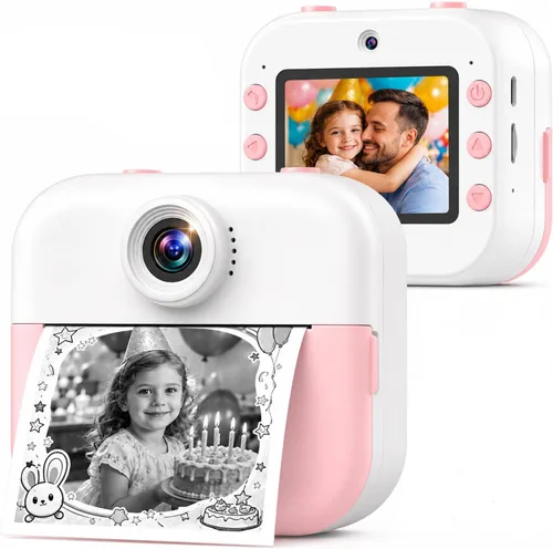 Cámara selfie para niños con impresión instantánea frontal y trasera, regalos de Navidad y cumpleaños para niñas de 3 a 12 años, juguetes portátiles