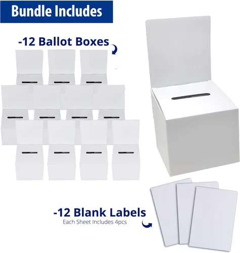 Miniatura 2 de ALBEN Urna blanca brillante de 6 x 6 x 6 pulgadas (paquete de 12) – Caja de boletos versátil para rifas, cajas de sugerencias y donaciones, cabecera