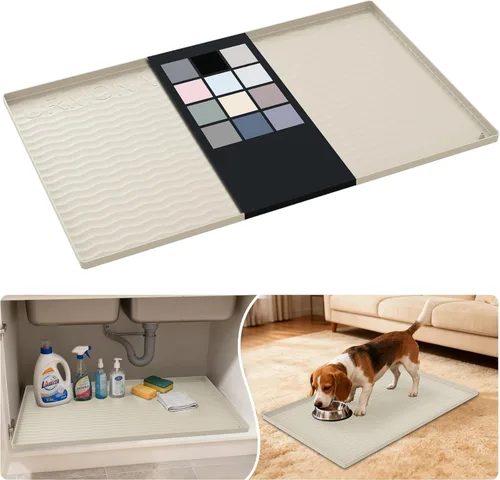 Miniatura 8 de URMONA Tapete de silicona impermeable para debajo del fregadero, 34 x 22 pulgadas, forro para estante de cocina y baño, protector de gabinetes