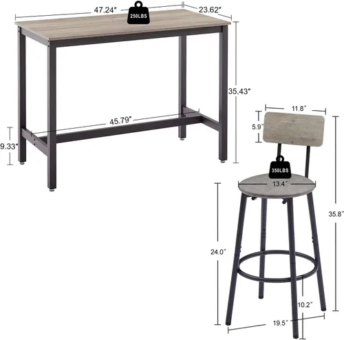 Miniatura 2 de Juego de 4 sillas de mesa de cocina, juego de mesa de comedor para 4 con taburetes de poliuretano, juego de comedor para 4, juego de cena de 5
