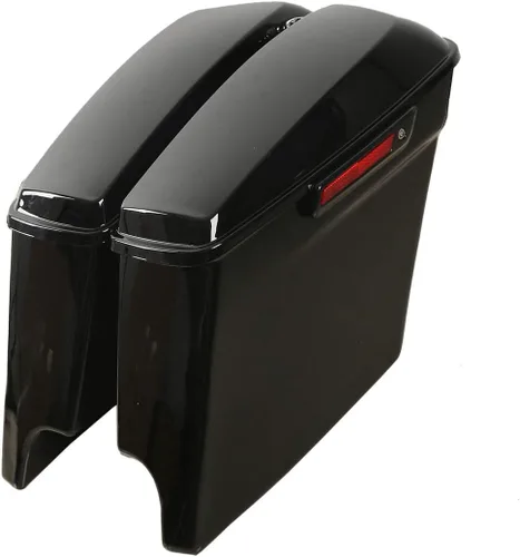Alforjas rígidas extendidas de 5 pulgadas, color negro brillante, con tapas, pestillo, juego de llaves compatibles con Harley modelos Touring