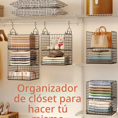 Miniatura 5 de Yuyetuyo Organizador Colgante de Armario de 5 Niveles y Almacenamiento Estantes Colgantes de Armario Separables con 4 Ganchos 2 Divisores