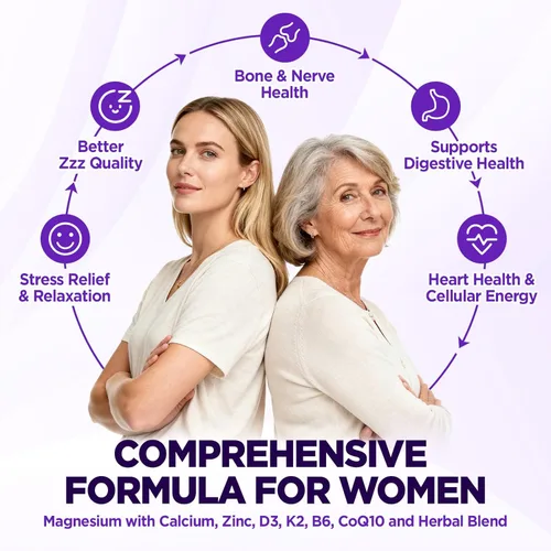 Miniatura 2 de Complejo de magnesio de 1000 mg para mujeres, suplemento de magnesio 12 en 1 con citrato de glicinato, malato, taurato, vitamina D3 K2, zinc