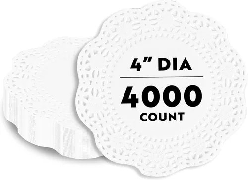 Miniatura 41 de Restaurantware Pastry Tek Blondas de Encaje de 4 x 4 Pulgadas 100 Vajilla Decorativa - Blondas de Mesa Desechables Redondas de Papel Negro