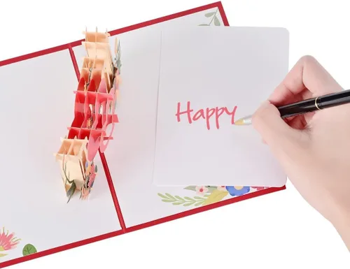 Miniatura 9 de Tarjetas de felicitación de cumpleaños desplegables, tarjetas 3D con texto en inglés "I Love You" para cumpleaños, día de San Valentín, día