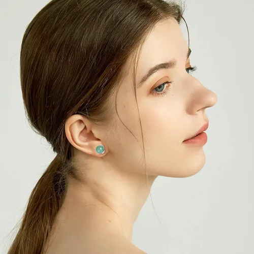 Miniatura 48 de Jade Earrings Studs,Green Jade Earrings for Women,925 Sterling Silver Earrings Studs for Sensitive Ears,Handmade Jade Earrings for Birthday