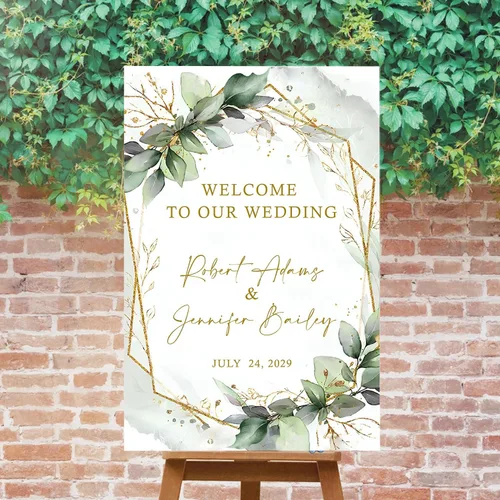 Miniatura 3 de Letrero personalizado de bienvenida de eucalipto a nuestra boda, letreros de bienvenida de boda con soporte, letrero de boda al aire libre, soportes