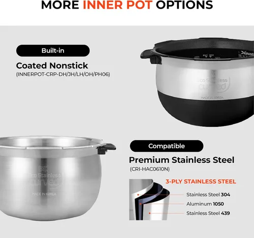 Miniatura 9 de CUCKOO Olla arrocera a presión doble de 6 tazas sin cocer / 12 tazas cocidas con tecnología de calentamiento por inducción, sistema de presión