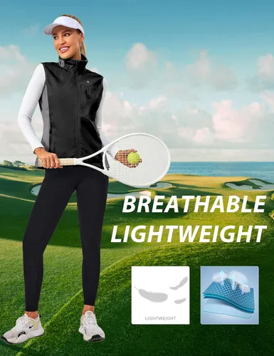 Miniatura 5 de Little Donkey Andy Chaleco Softshell ligero a prueba de viento para mujer, para golf, tenis, correr, ciclismo
