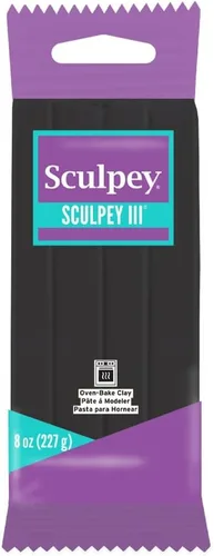 Sculpey III arcilla polimérica para horno, negro, no tóxico, barra de 8 onzas, ideal para modelar, esculpir, vacaciones, bricolaje, medios mixtos y