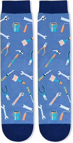Miniatura 3 de sockfun Doctor Lawyer Realtor Bombero Enfermera Papá Fútbol Cáncer Calcetines Médicos Bombero Maestro Juego de Fútbol Amante Regalos, Papá Azul