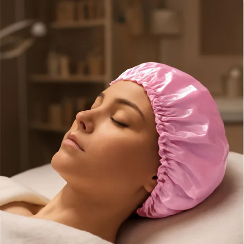 Miniatura 7 de Smilco Paquete de 2 gorros de ducha para mujer, reutilizables, impermeables, de doble capa, cubierta elástica grande de EVA para el cabello, se