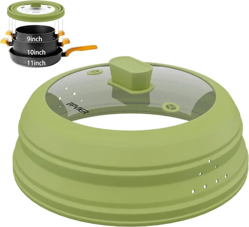 Miniatura 22 de Cubierta para salpicaduras de microondas, cubierta plegable de silicona para placa de microondas con vidrio para tapa protectora de salpicaduras