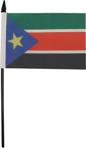 Miniatura 50 de AZ FLAG Sierra Leone Bandera de mesa 5'' x 8'' - Bandera de escritorio de Sierra Leona 21 x 14 cm - Bastón y base de plástico negro