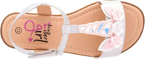 Miniatura 7 de Olivia Miller Zapatos para niños, Majestic Strappy brillante plata niñas sandalias de diapositivas planas