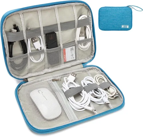 Miniatura 11 de Funda organizadora de artículos electrónicos, bolsa organizadora de cables de viaje, bolsa de almacenamiento portátil para cable, cargador