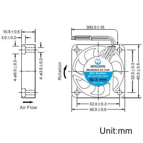 Miniatura 2 de WINSINN Ventilador de 1.575 in de 5 V, impresora 3D micro ventiladores de 5 voltios 4010 rodamiento de bolas dual, enfriamiento sin escobillas 1.575