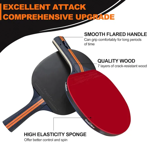 Miniatura 3 de Comesee Red de ping pong con abrazaderas plegables y juego de palas, raquetas y pelotas de tenis de mesa, postes de clip activados por resorte