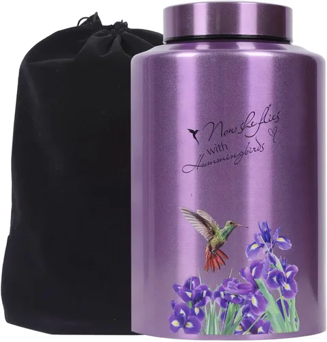 Miniatura 7 de Urnas para cenizas humanas adultas y mujeres de hasta 220 libras, urna de mariposa morada para cenizas de mamá con bolsa de terciopelo, urnas