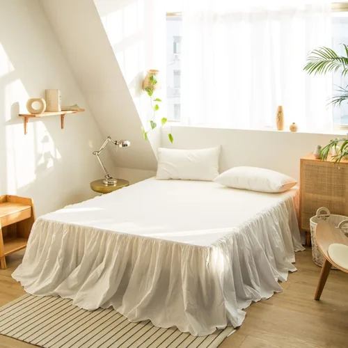 Miniatura 23 de BISELINA - Falda de cama de lino francés con volantes plisados de 22 pulgadas, caída a medida, mezcla natural de lino y algodón, funda para cama