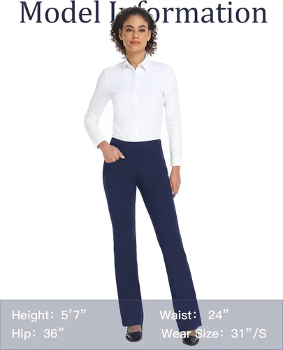 Miniatura 33 de Safort Pantalones de yoga con entrepierna de 28" 30" 32" 34"más amplios en la parte inferior para botas altas, 4 bolsillos, UPF50+