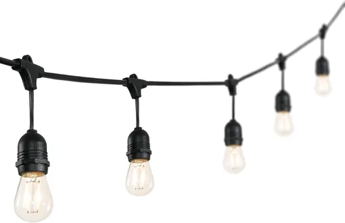 Miniatura 7 de JONATHAN Y JYL8702A - Tira de luces LED industriales rústicas de 48 pies, color negro, 15 luces, para interiores y exteriores, resistentes a