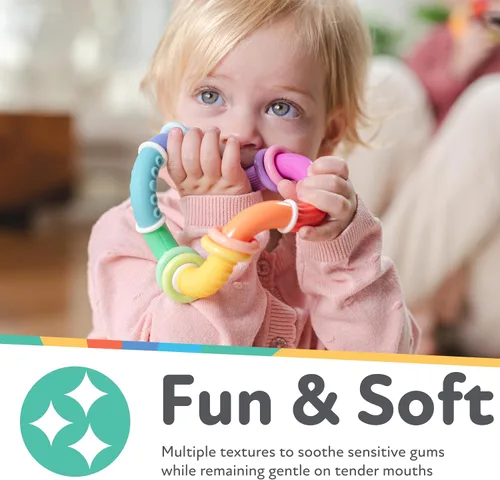 Miniatura 4 de Nuby Twist-a-Ring - Juguete mordedor, sonajero para bebés, juguete para aliviar la dentición del bebé, 6+ meses
