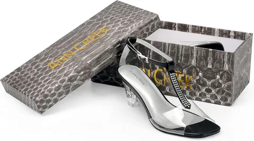 Miniatura 7 de ANN CREEK Sandalias de tacón transparente con correa en T para mujer, Oro
