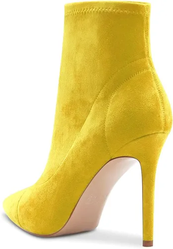 Miniatura 3 de Aachcol Botas de tobillo para mujer tacón alto punta puntiaguda botas elásticas clásicas de 4 pulgadas