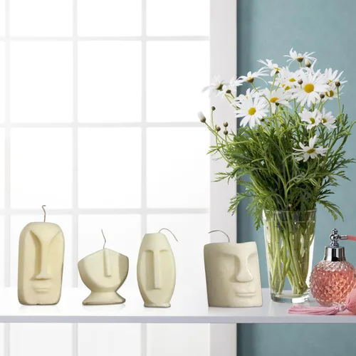 Miniatura 4 de 4 moldes de silicona para velas de cara humana 3D, escultura de pilar, moldes votivos para hacer velas, hecho a mano, jabón, yeso, resina
