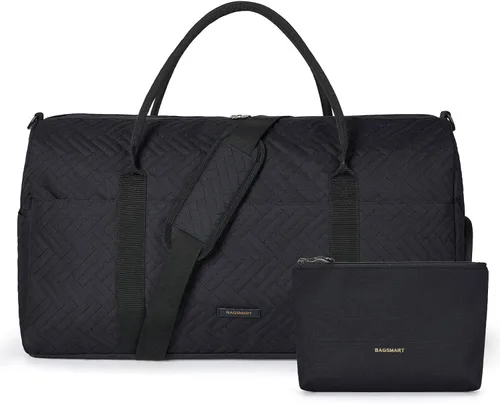 Miniatura 7 de BAGSMART - Bolsa de viaje grande de 40 litros, bolsa de mano para hombres y mujeres, con compartimento para zapatos, color negro, Negro- 1