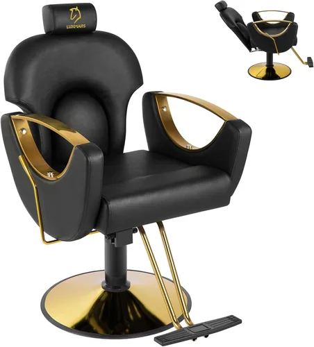 Miniatura 9 de Silla de peluquería hidráulica, sillas de salón Silla giratoria de 360 grados, altura ajustable para estilista de peluquería de salón de tatuajes
