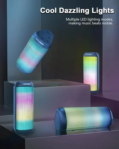 Miniatura 3 de Altavoz Bluetooth portátil con luces RGB, sonido fuerte HD de 15 W, BT5.3 inalámbrico, IPX4 impermeable, emparejamiento TWS, micrófono integrado