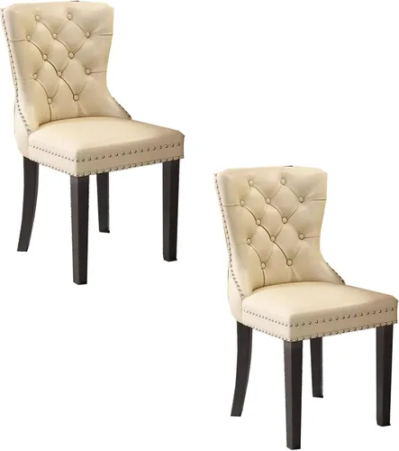 Miniatura 14 de Juego de sillas de comedor, sillas de comedor tapizadas de cuero, cómodas sillas de cocina, silla de vestíbulo con patas de madera resistentes