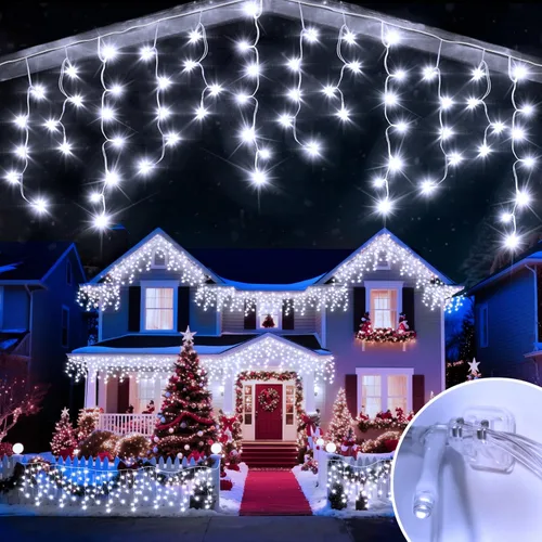 Miniatura 11 de Luz de hielo de 49 pies para exterior, 480 luces LED de Navidad para exteriores, iluminación de hielo de Navidad con 11 modos y temporizador