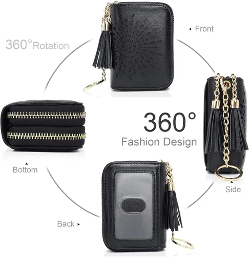 Miniatura 2 de APHISON RFID - Porta tarjeta de crédito con cremallera carteras pequeñas para mujer en cuero estilo girasol para mujer y niña caja de regalo 1927