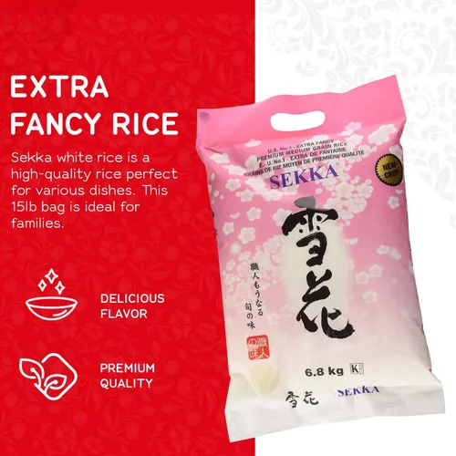 Miniatura 3 de SEKKA Extra Fancy - Arroz blanco de grano medio, arroz crudo japonés de alta calidad, arroz molido, dulce y masticable, bajo en grasa, perfecto