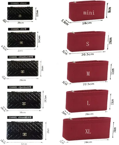 Miniatura 5 de Lckaey Organizador de inserción de bolso para chanel pequeño bolso clásico con solapa, organizador de fieltro para bolso premium sin