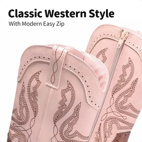 Miniatura 3 de DREAM PAIRS Girls Cowgirl Cowboy Boots Mid Calf Western Riding Shoes