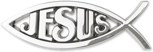 Miniatura 9 de Emblemas cristianos de Jesús en forma de pez para coche - Emblema de pez plateado cromado para coche, camioneta, distintivo, calcomanía