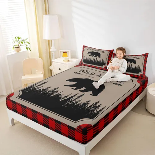 Miniatura 20 de Erosebridal Sábana bajera con temática de pesca, juego de ropa de cama rústica de granja tamaño individual para niños, adolescentes y adultos, ropa