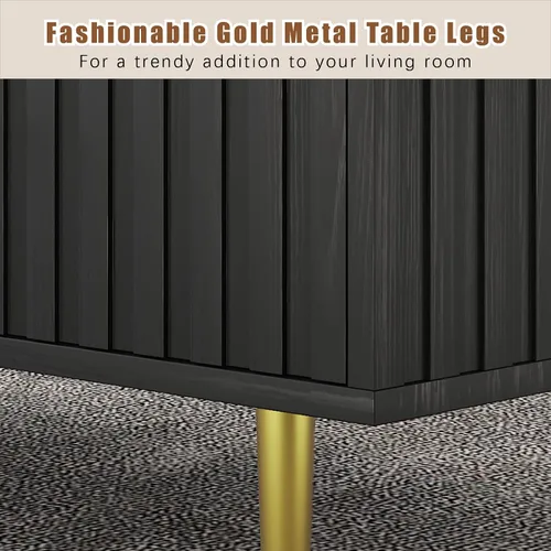 Miniatura 4 de HedoAjim Mesa de centro moderna con almacenamiento con 2 cajones grandes, mesa auxiliar rectangular negra para sala de estar, mesa de té acanalada