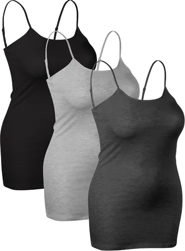 Miniatura 318 de Emmalise Camisola larga casual básica para mujer, con tirantes ajustables, top en capas