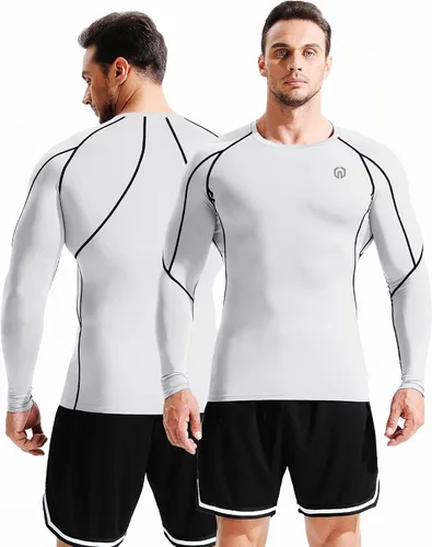 Miniatura 4 de NELEUS Camisas de compresión de manga larga para hombre, para ejercitarte, correr, 3 u