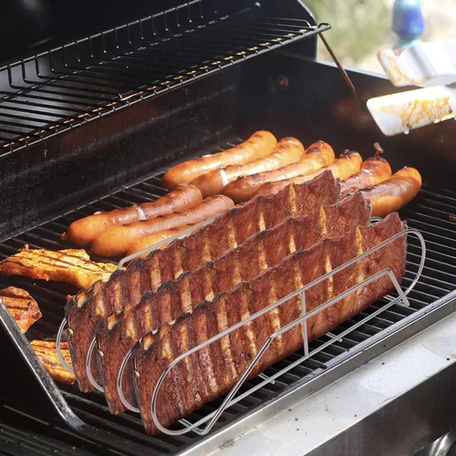 Miniatura 7 de Soligt. - Rejilla de acero inoxidable 304 extra larga para parrillas de 18.0 pulgadas o más grandes, soporta hasta 3 costillares completos.