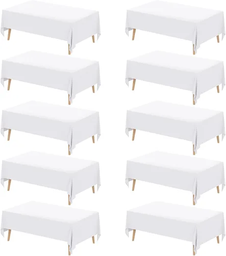 Miniatura 15 de Fixwal Paquete de 2 manteles rectangulares negros de 60 x 102 pulgadas, reutilizables, resistentes, lavables, para mesas de 6 pies, bodas, fiestas