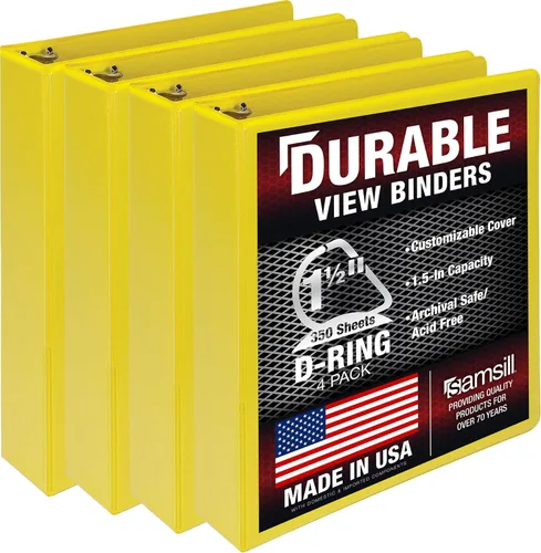 Miniatura 109 de Samsill Carpeta duradera de 1.5 pulgadas, fabricada en los Estados Unidos, carpeta de anillos en D, carpeta transparente personalizable, color rojo
