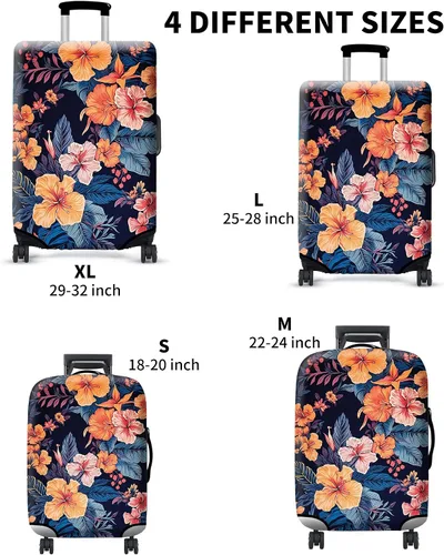 Miniatura 7 de JYCUHTCL Funda de equipaje prémium para maleta con etiqueta C de equipaje adicional, Flor-A, Cubierta de equipaje con etiqueta de equipaje