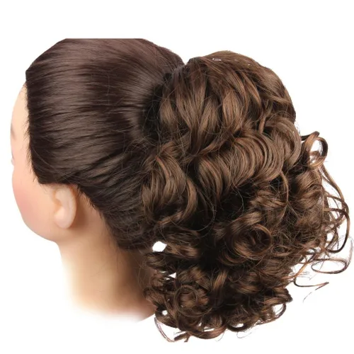 Miniatura 3 de Postizo de cabello sintético rizado, medida media y larga, de Weken, Marrón claro