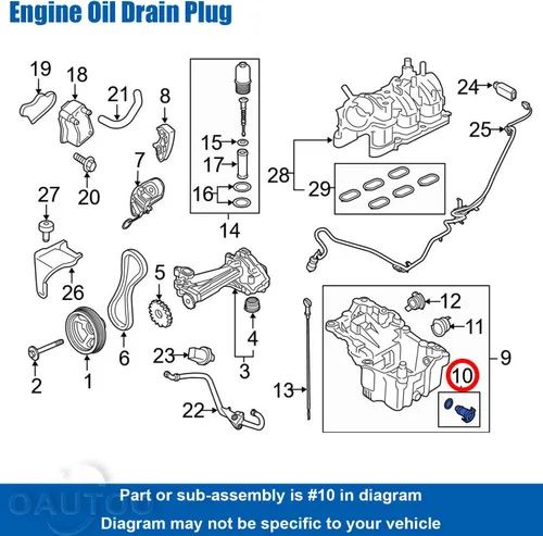 Miniatura 6 de 4 tapones de drenaje de aceite de motor compatibles con Ford FT4Z-6730-A, KX6Z-6730-B